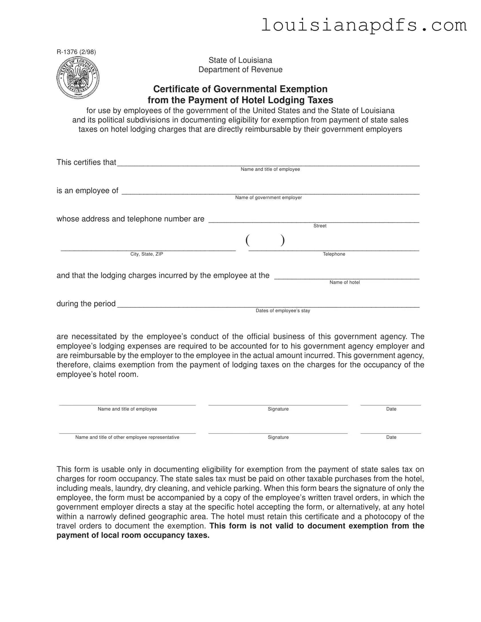 Fillable Louisiana R 1376 Template