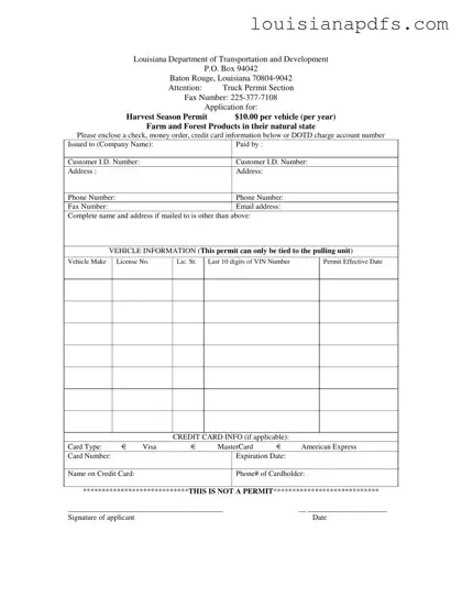 Fillable Louisiana Dotd Permit Template