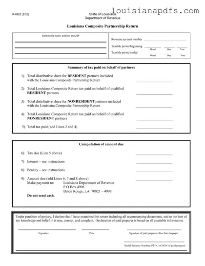 Fillable Louisiana R 6922 Template