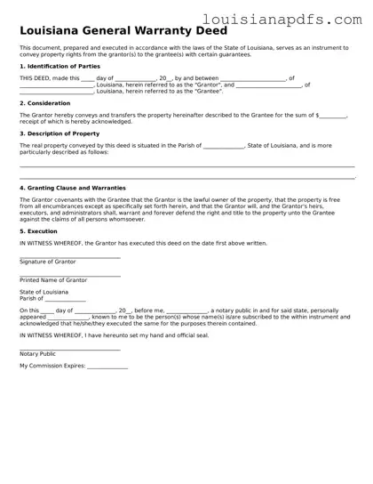 Fillable Deed Form for Louisiana State