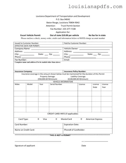 Fillable Permit Louisiana Pilot Car Template