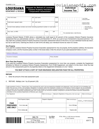 Fillable R 540Ins Louisiana Template